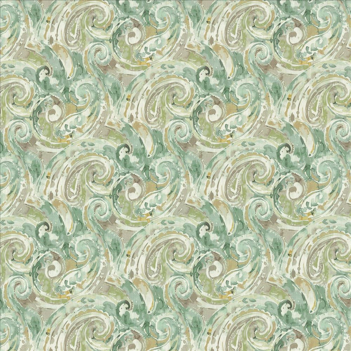 Abstract Paisley Seaspray  by Kasmir Designer Fabric 1453 100% Cotton
 SOUTH KOREA 30,000 Wyzenbeek Double Rubs Horizontal: 18 inches and Vertical: 17 4/8 inches 54  - Swanky Fabrics -