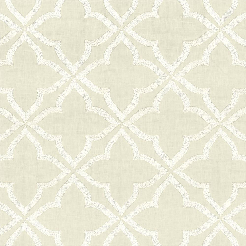 Adornment White by Kasmir Designer Fabric See sample 70% Polyester
30% Cotton
 INDIA Not Tested </p><p>Repeat: Horizontal: 8 6/8 inches and Vertical: 9 3/8 inches 54 - Swanky Fabrics -