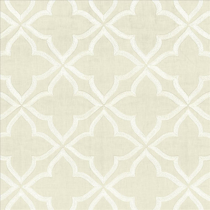Adornment White by Kasmir Designer Fabric 5156 70% Polyester 30% Cotton INDIA Not Tested Horizontal: 8 6/8 inches and Vertical: 9 3/8 inches 54 - Swanky Fabrics -