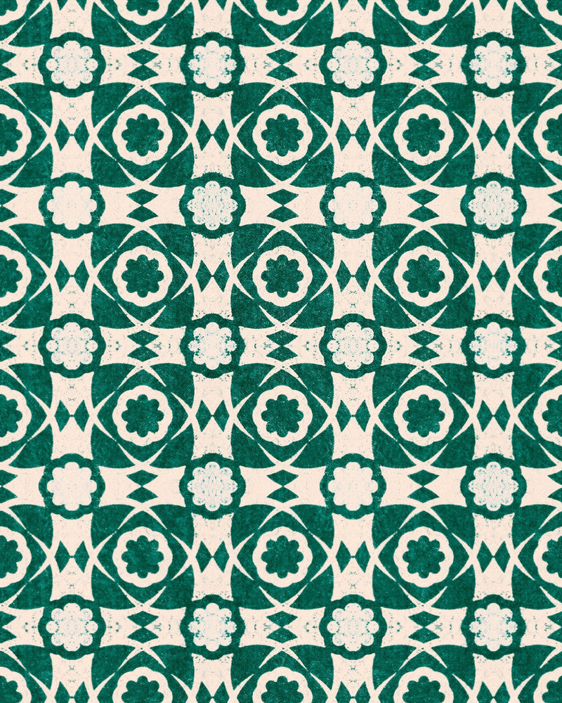 Mind The Gap Wallpaper AEGEAN TILES Ultramarine Green Wallpaper (WP30050) | WP30050 | SUNDANCE VILLA | 1 roll x 20.5 x 393.7 in | 0.52m / 20.5in | 10m / 393.7in | 5.20mp | 52cm / 20.5in | Green, Taupe | Satin Matte | Paste the wall | 1-roll in a box | Fabric Carolina | https://www.fabriccarolina.com/