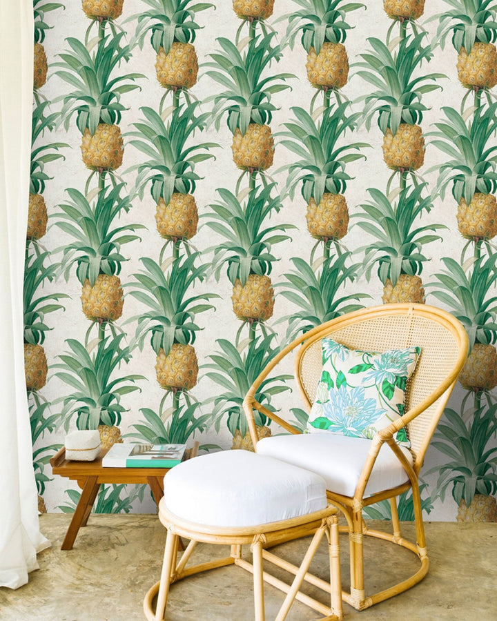 Ananas Premium Wallpaper by Mind the Gap Designer Wallpaper WALLPAPER DESIGNER COLLECTION Non-woven Made in Europe Paste the wall 3 rolls x 20.5 x 3.25 yards - Swanky Fabrics -