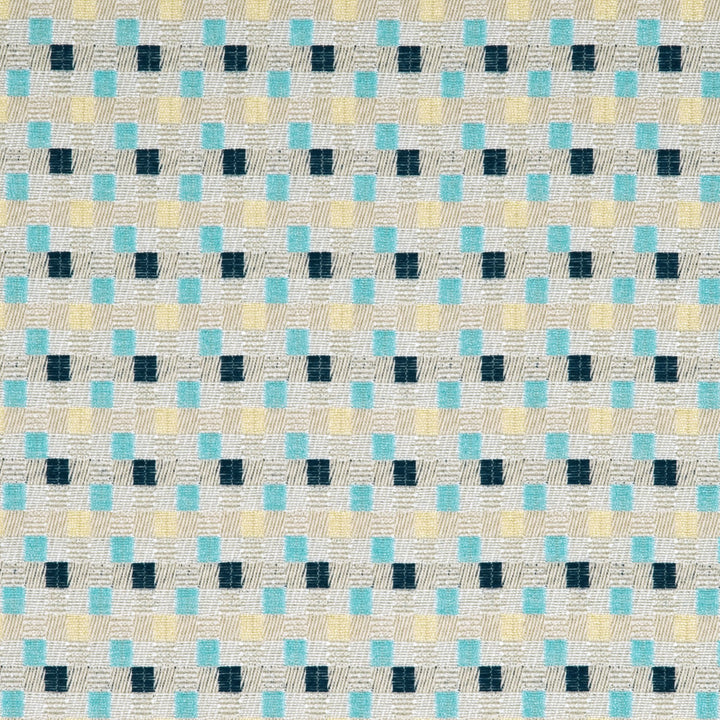Skane Aqua/Indigo/Linen by Baker Lifestyle Designer Fabric