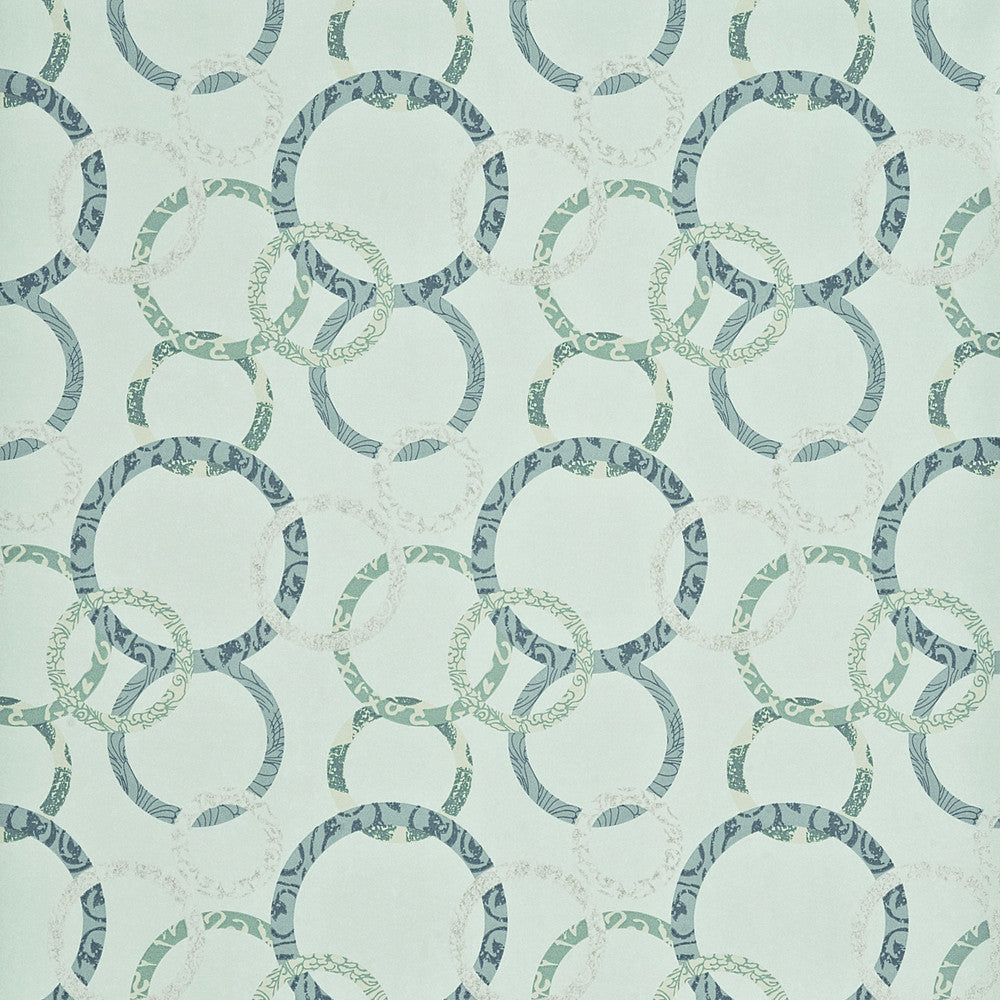Roundel Aqua/Teal/Silver by Baker Lifestyle Designer Wallcovering