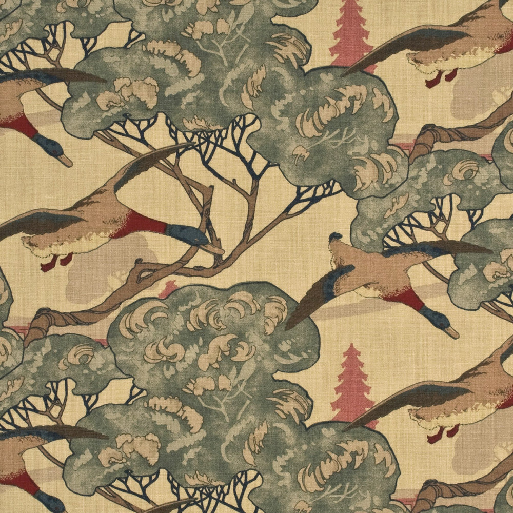 Flying Ducks Camel/Grey by Mulberry Designer Fabric