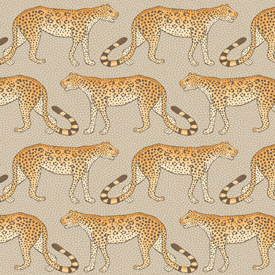 Leopard Walk Stone & Orange by Cole & Son Designer Wallcovering