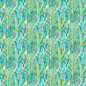 Cactus Azul/Verde by Gaston Y Daniela Designer Fabric