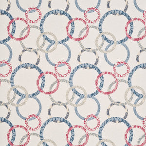 Roundel Cherry/Denim/Cream by Baker Lifestyle Designer Wallcovering