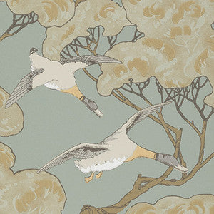 Flying Ducks Slate Blue by Mulberry Designer Wallcovering