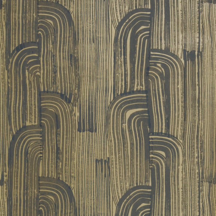 Crescent Paper Ebony/Gold by Lee Jofa Modern Designer Wallcovering