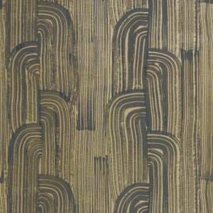 Crescent Paper Ebony/Gold by Lee Jofa Modern Designer Wallcovering