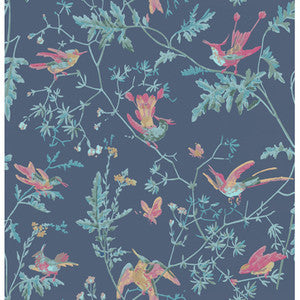 Hummingbirds Indigo Multi-Colour by Cole & Son Designer Wallcovering
