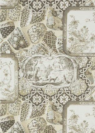 Mulberry China Silver/Taupe by Mulberry Designer Wallcovering