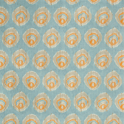 Monaco Print Aqua/Melon by Lee Jofa Designer Fabric