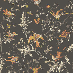 Hummingbirds Charcoal/Ginger by Cole & Son Designer Wallcovering