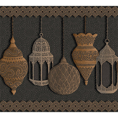 Fez Silver & Bronze On Charcoal by Cole & Son Designer Wallcovering