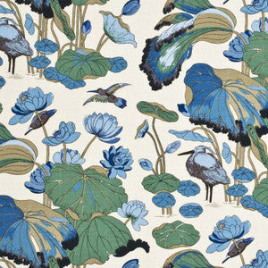 Nympheus - Linen Aqua/Teal by G P & J Baker Designer Fabric