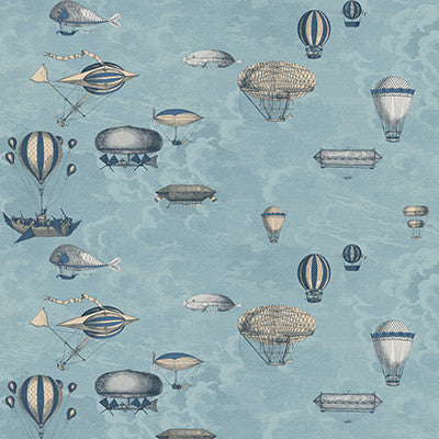 Macchine Volanti Slate Blue & Gilver by Cole & Son Designer Wallcovering