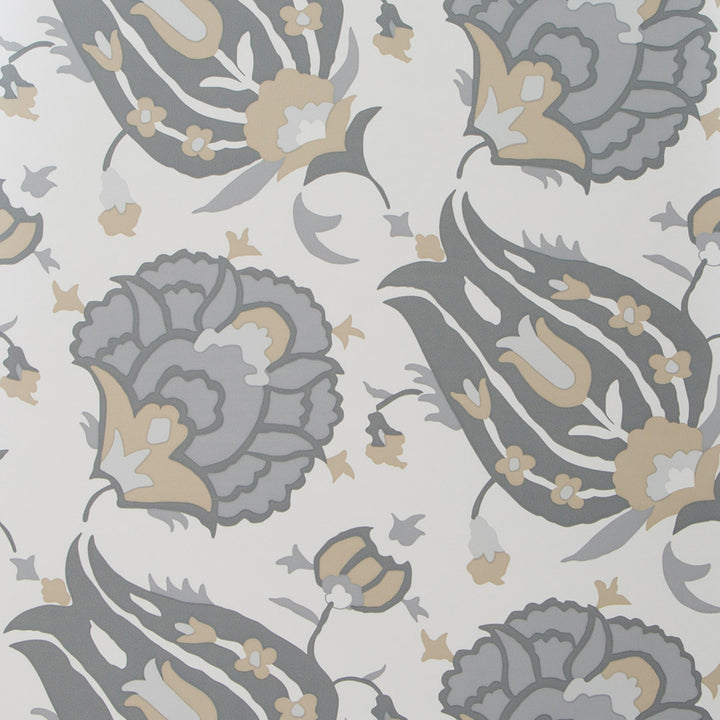 Turkish Flower Dove/Stone by Lee Jofa Modern Designer Wallcovering