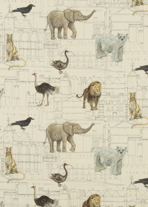 Royal Beasts Linen Ivory by G P & J Baker Designer Fabric