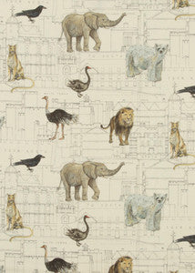 Royal Beasts Linen Ivory by G P & J Baker Designer Fabric