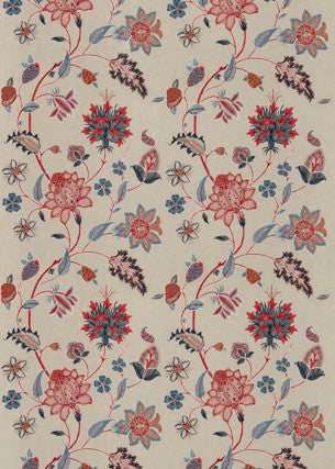 Baker'S Indienne Embroidery Indigo/Red by G P & J Baker Designer Fabric