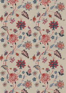 Baker'S Indienne Embroidery Indigo/Red by G P & J Baker Designer Fabric
