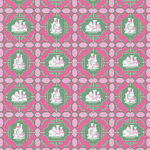 Porcelanas Rosa/Verde by Gaston Y Daniela Designer Fabric