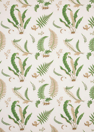 Ferns - Linen Stone/Green by G P & J Baker Designer Fabric