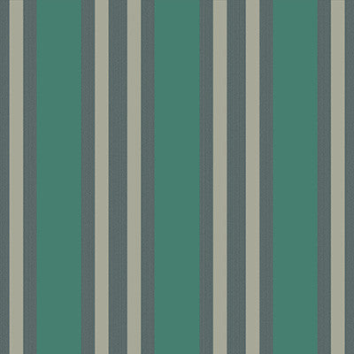 Polo Stripe Teal/Gilver by Cole & Son Designer Wallcovering