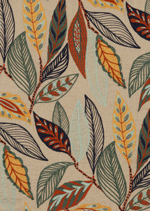 Forest Leaves Indigo/Teal by Mulberry Designer Fabric
