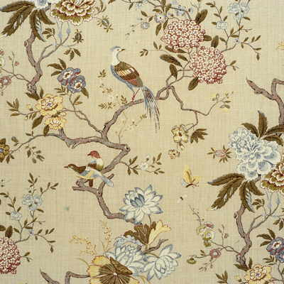 Oriental Bird Olive/Stone by G P & J Baker Designer Fabric