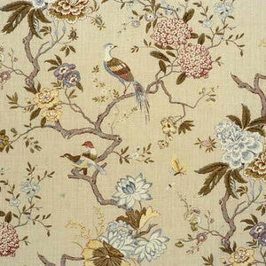 Oriental Bird Olive/Stone by G P & J Baker Designer Fabric