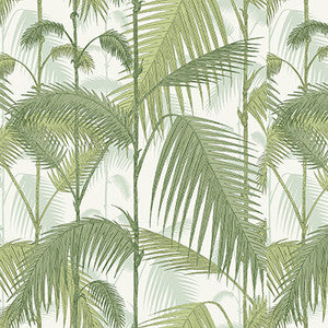 Palm Jungle Olv Grn On Wht by Cole & Son Designer Fabric