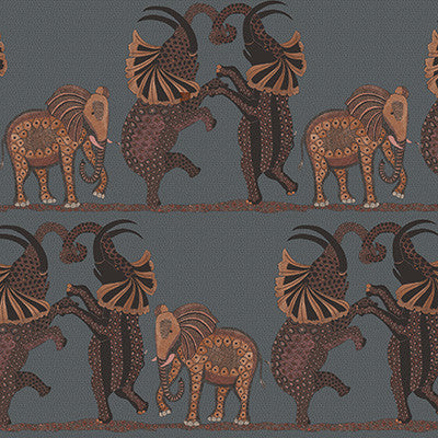 Safari Dance Charcoal & Reds by Cole & Son Designer Wallcovering