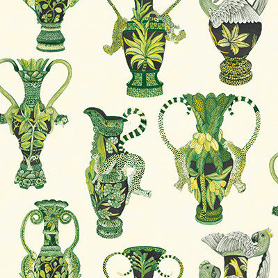 Khulu Vases Green & White by Cole & Son Designer Wallcovering