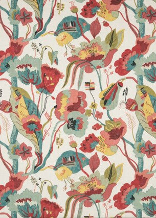 California Linen/Teal/Pimento by G P & J Baker Designer Fabric