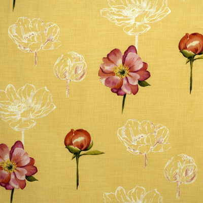 Sketchbook Peony Yellow by Groundworks Designer Fabric