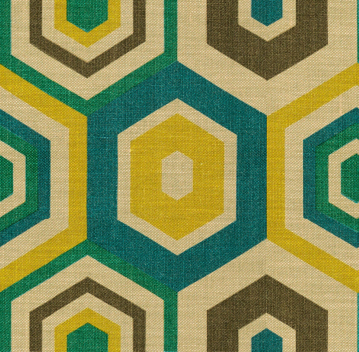 Hexagon Tile Teal by Groundworks Designer Fabric