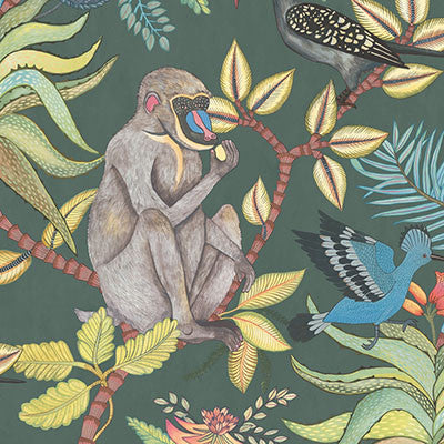 Savuti Dark Petrol Multi by Cole & Son Designer Wallcovering