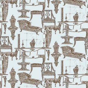 Blanca Azul/Chocolate by Gaston Y Daniela Designer Fabric