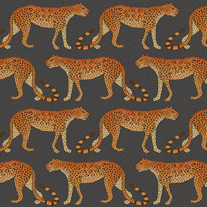 Leopard Walk Charcoal & Orange by Cole & Son Designer Wallcovering