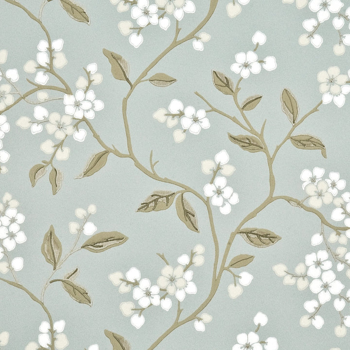Apple Blossom Aqua/Gilver by G P & J Baker Designer Wallcovering
