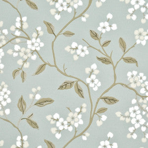 Apple Blossom Aqua/Gilver by G P & J Baker Designer Wallcovering