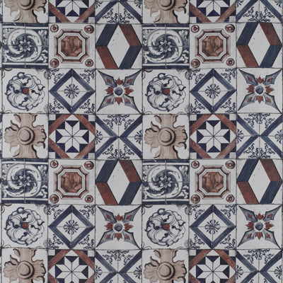 Trastevere Azul/Tabaco by Gaston Y Daniela Designer Fabric