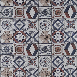 Trastevere Azul/Tabaco by Gaston Y Daniela Designer Fabric