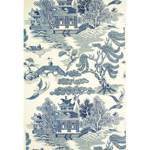 Willow Lake Blue/Cream by Lee Jofa Designer Wallcovering