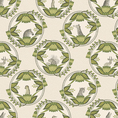 Ardmore Cameos Stone & Green by Cole & Son Designer Wallcovering