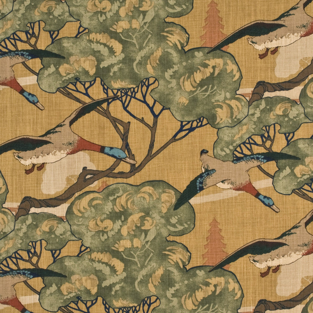 Flying Ducks Sand by Mulberry Designer Fabric