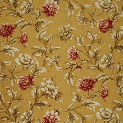 Gilded Peony Sand/Red by Mulberry Designer Fabric