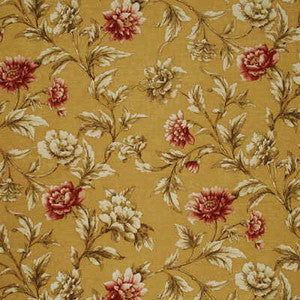 Gilded Peony Sand/Red by Mulberry Designer Fabric